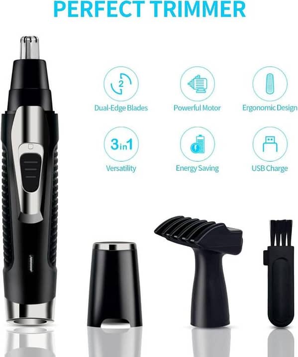 Ear Nose Hair Trimmer For Men Women USB Rechargeable Electric Facial Hair Trimmer With Dual-Edge Stainless Steel Blades