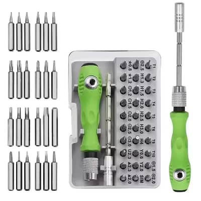 Screwdriver Set 32 Bits Green Handle