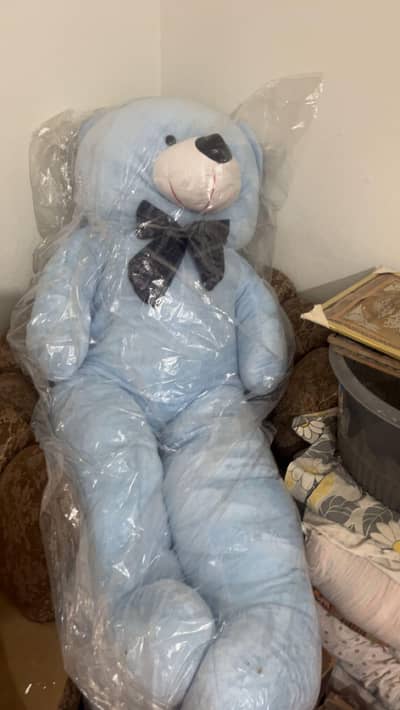 blue giant teddy bear unpacked