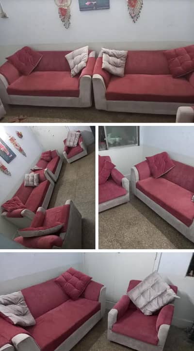 06 Seater with Contrast Colours Mehroon n Off White