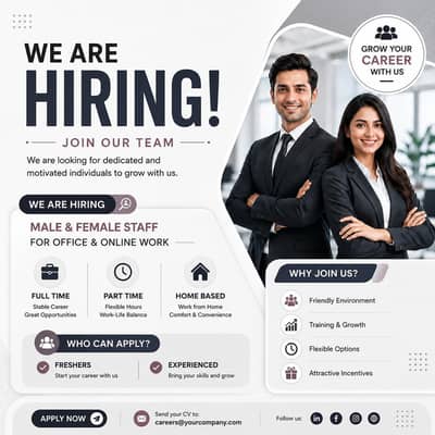 We are hiring male and female for work