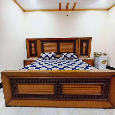 Bed with side table and medicated mattress