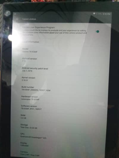 Lenovo TB-X304F My wattsapp no 0320-4640753