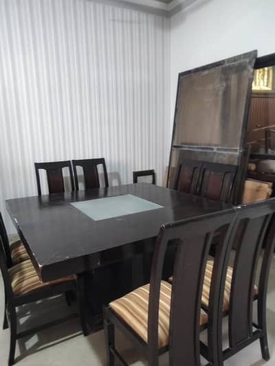 8-Seater Pure Wood Dining Table with Chairs – Urgent Sell