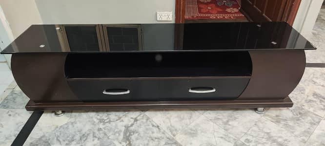 LED console with 10mm black glass top