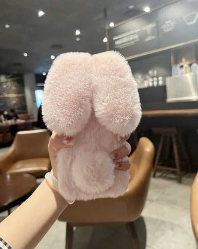 Plush rabbit ip cover with phone chain