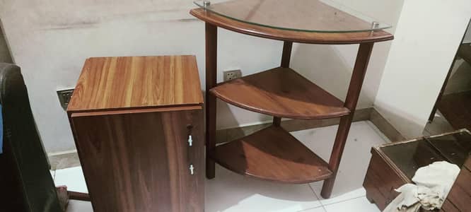 Corner Rack + side cabinet wooden