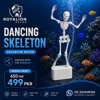 Aquarium Dancing Skeleton with bubbles