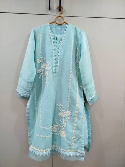 3pc embroidered dress cotton net