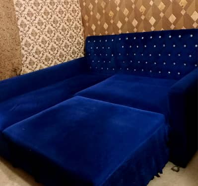 2 in 1 Large Wooden Sofa | Cum Bed | with Under Storage Cabinet |