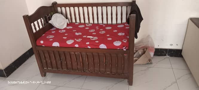 pure wooden baby cot with matress good as new