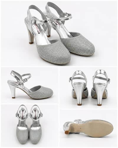 silver fancy party heel saiz 9