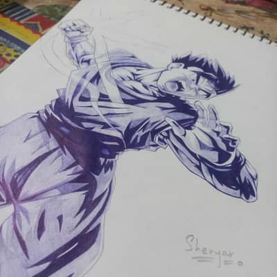 Handmade Pen sketch of Anime on Paper