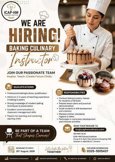 required baking instructor near samamma shopping mall