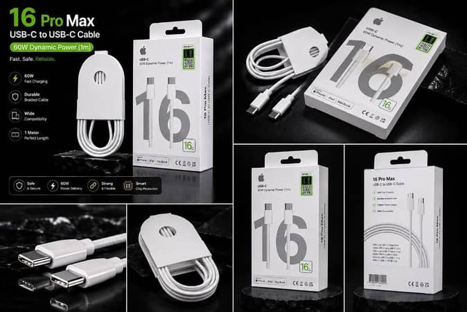 16 Pro Max 60W USB-C to USB-C Fast Charging Cable [1m] Premium Braided Type-C Data Sync Cord for iPhone, iPad, MacBook & Android Smartphones