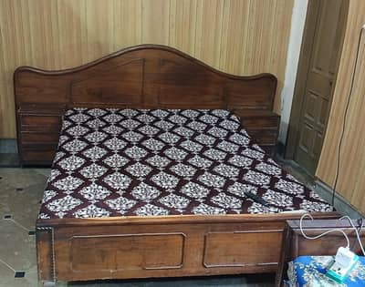 Bed double with mattress , Dressing table , showcase  for sale