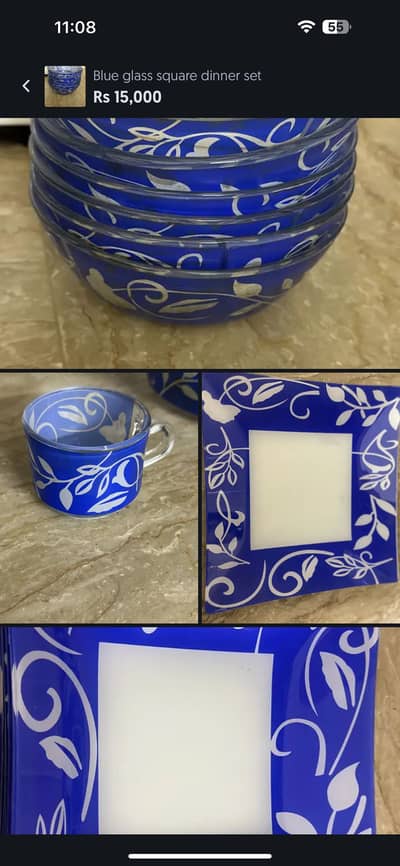 Square blue modern dinner set