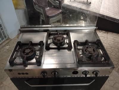 NasGas EXM-334 Cooking Range – 3 Burner Single Door – Stainless Steel