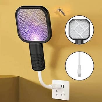 Electric Mosquito Killer Racket with UV Light | USB Rechargeable Insect Zapper | 2-in-1 Mosquito Swatter & Fly Trap Lamp | Portable Indoor Bug Killer for Home, Office & Travel