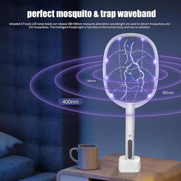 MAZ PREMIUM Original Rechargeable Mosquito Killer Racket with UV Light, Stand and Portable Design