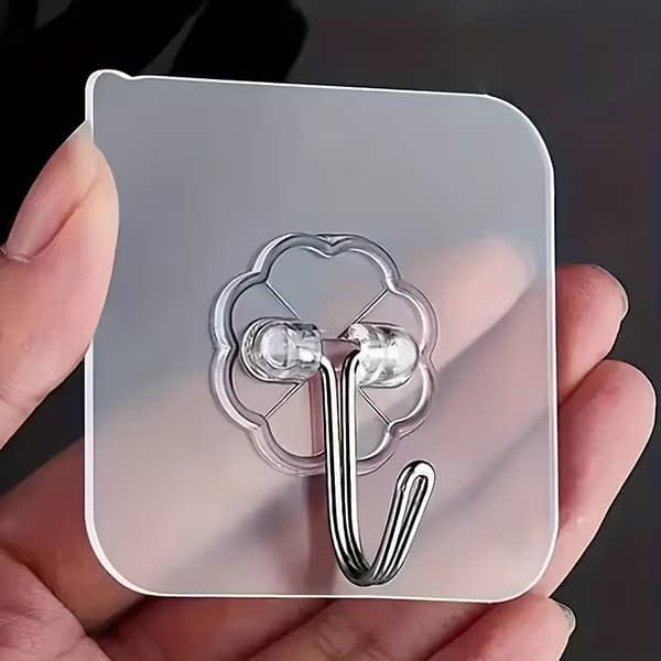 Heavy Duty Wall Hooks Set of 5 with Self-Adhesive Mounting | Seamless Plastic Hangers for Kitchen, Bathroom, and Bedroom