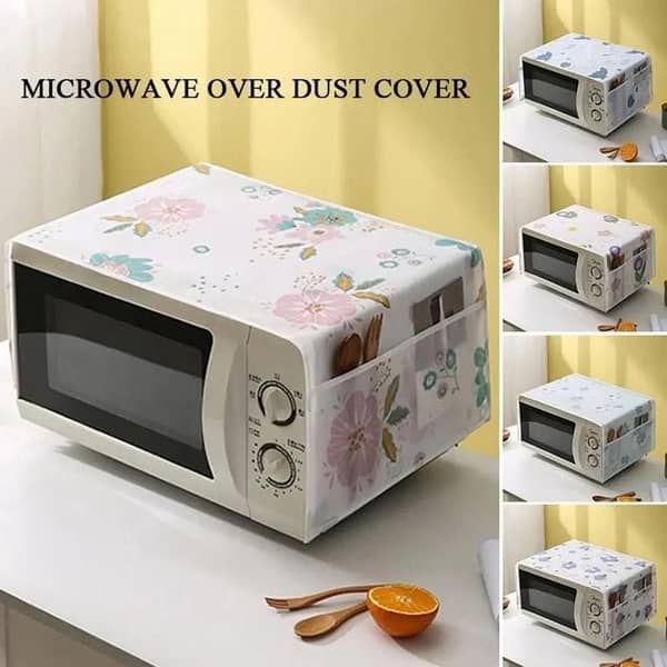 Kitchen Microwave Cover for Oven, Hood, and Toaster — Linen Decor with Cartoon or Floral Patterns