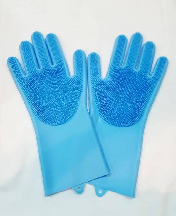 Magic Reusable Silicone Cleaning Gloves with Built-in Scrubber | Heat Resistant Household Gloves for Dish Washing, Cleaning & Car Wash