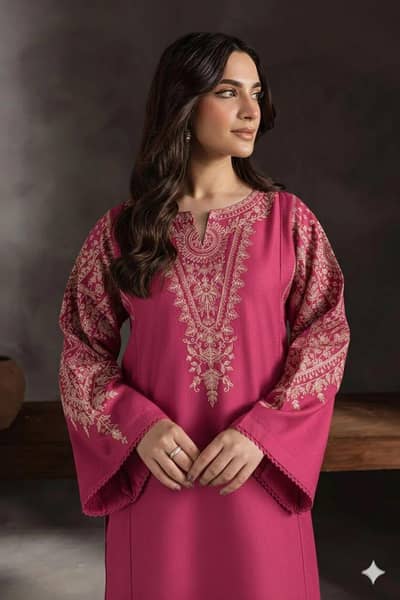 Women's Pink Embroidered Lawn Suit for Weddings Eid