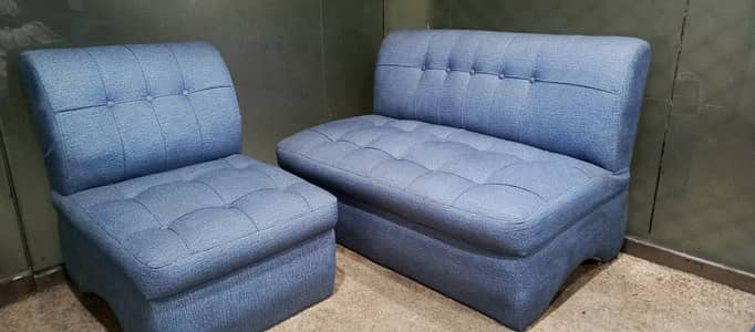Executive Office Sofa Set - 6 Seater - Blue Color - 4 Single + 1 Doubl