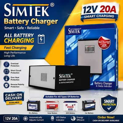 Battery Charger 12 Volt 20A Simtek Original Automatic Battery Charger