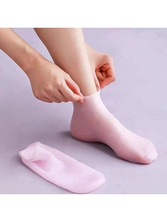 [Bundle Of 2] Moisturizing Socks Silicone Gel Heel Pad Socks Skin Color & Half Heel Pads
