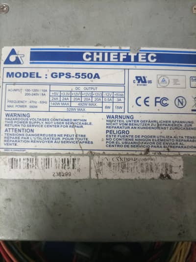 Chieftec 550 watts power supply used no problems