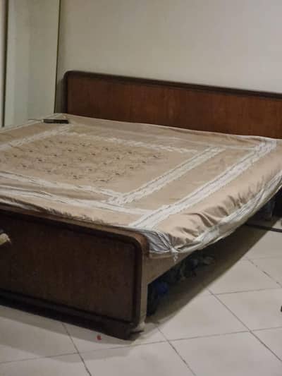 wooden bed with mettrers urgent sale