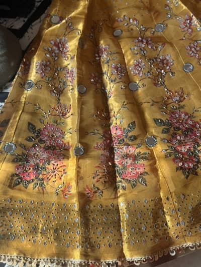 Mustard Yellow themed Lehnga choli and duppata with mirror work(3PC)
