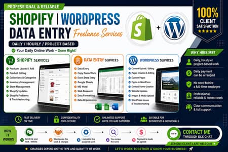 Shopify Store Management & WordPress Services | Data Entry | Freelance