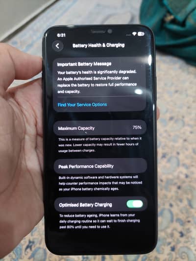 Apple iPhone 11 Pro Max jv ( back brocken) 75 health