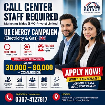 Call Center Jobs | Male & Female Jobs , UK Based Electricity | Jobs