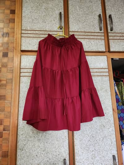 Maroon Tiered Skirt (SHEIN)