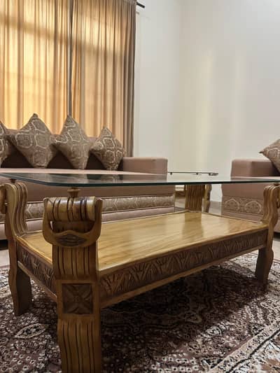 Solid Wood Hand-Carved Centre Table + Side Tables (10/10)