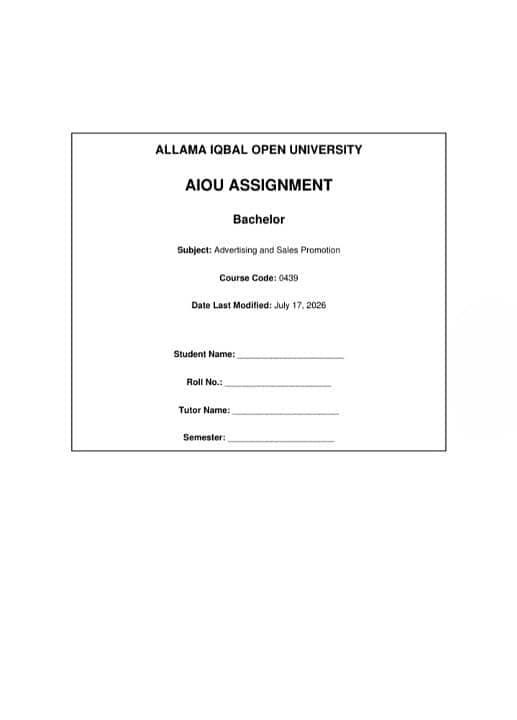Bachelor Spring Semester Assignment Code: 0439 0