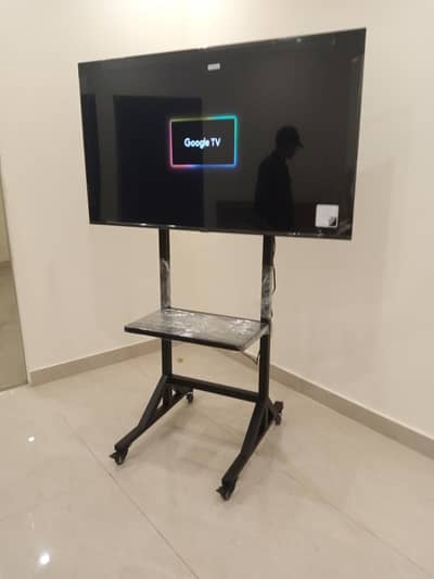 LCD LED tv floor stand A+ with wheels and shelf  heavy duty