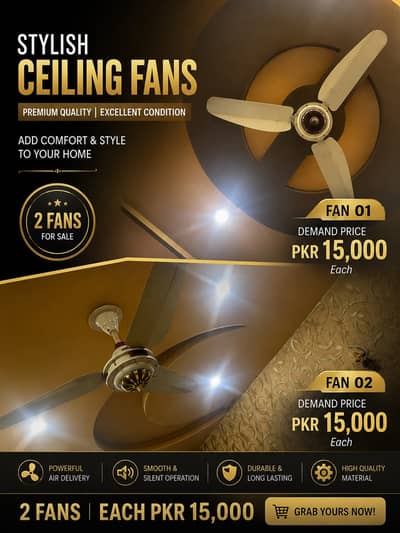 2 Premium Ceiling Fans for Sale | Excellent Condition