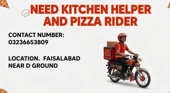 Need rider and kitchen helper