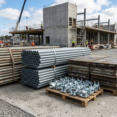 Use scaffolding pipes/Use shuttering Plate 2'x3'/New Tia Road nut