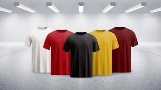Men's Plain Round Neck T-Shirt Pack - 5 Pcs