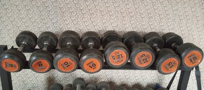 dumbbells+bench+plates+rod complete home. gym