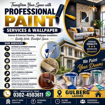  professional Paint Services & wallpaper wood polish in Lahore!