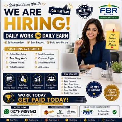 Part Time & Full Time | Students & Housewives Apply | Daily Work | job