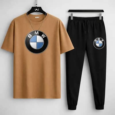 Men’s BMW Printed Track Suit – Brown & Black Joggers Set