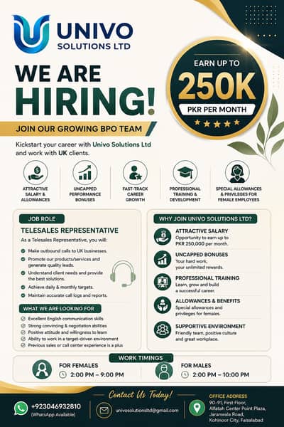 We Are Hiring Telesales Representative!!!!!!